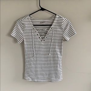 Ribbed Tie Front TShirt